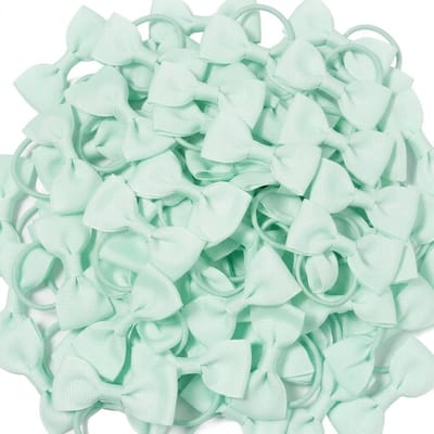Mintgroene haar elastiekjes set – strik haarbandjes – meisjes dames – 20 stuks – elastische haar elastiek met strik – ribstof strikjes set