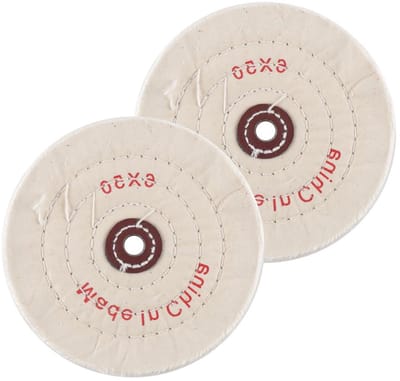 Polijstschijven Set - Katoen Schijven - Metaal Hout Polijsten - Duurzaam Gebonden Constructie - 6 Inch 12mm Asgat - Wit