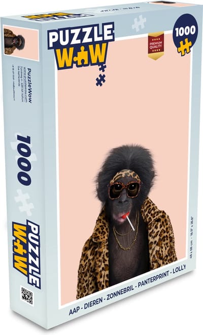 Puzzel Aap - Dieren - Zonnebril - Panterprint - Lolly - Legpuzzel - Puzzel 1000 stukjes volwassenen