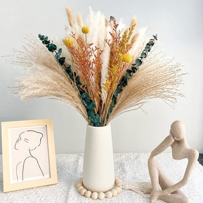 Gedroogde Bloemen Set 115 Stuks Natuurlijk Ruig Pampasgras voor Boho Decoratie