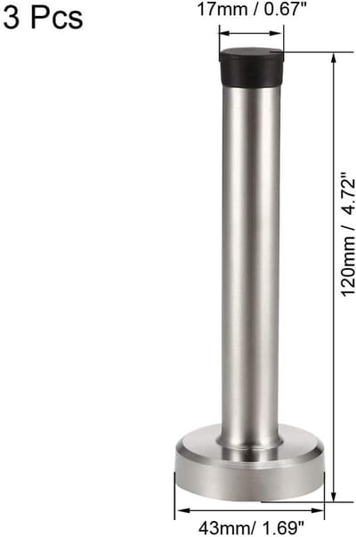 Deurstopper - Deurvanger Muur - Muren Beschermen - Rubberen Buffer - 120mm Hoog - Zilver