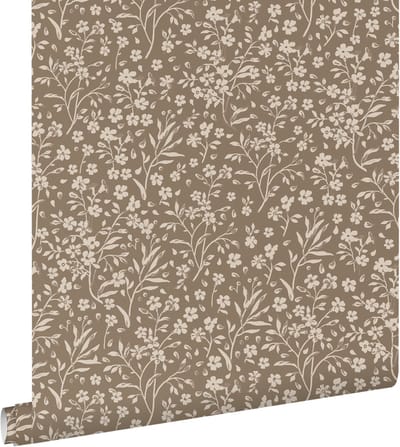 ESTAhome behang bloemetjes taupe - 50 x 900 cm - 139882