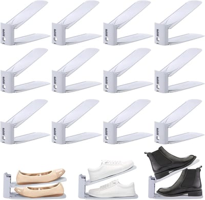 Famanu - Schoenenrek, ruimtebesparend, 3-traps verstelbare schoenenopslag, antislip schoenenorganizer, schoenenhouder voor het opbergen en weergeven van hoge hakken, sport, teenslippers