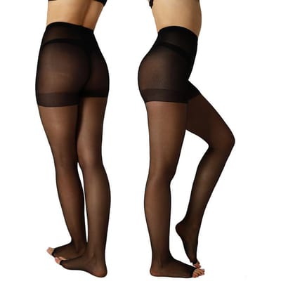 5 Paar S-XXL Plus Open Teen Dames Panty Kousen Sheer Teenloos Maat Zomer Dun 20D Panty's Met Control Top Nieuwe Zijde Kousen 70-85kg black