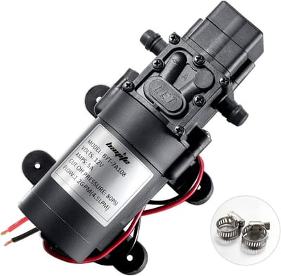 12V DC Zoetwaterpomp voor Camper, Marine en Gazon - Zelfaanzuigende Membraanpomp met Drukschakelaar - 4,5 L/Min - 80 PSI