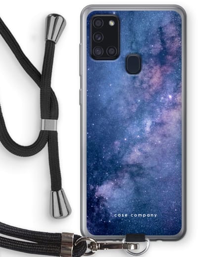 Case Company® - Hoesje met koord geschikt voor Samsung Galaxy A21s hoesje met Koord - Nebula - Telefoonhoesje met Zwart Koord - Bescherming aan alle Kanten en Over de Schermrand