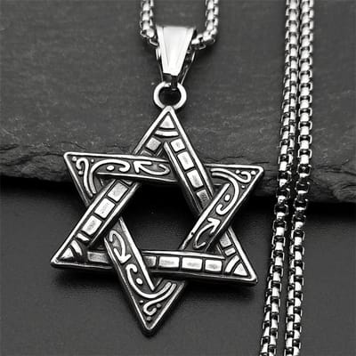 Joodse Ster van David Hanger Ketting voor Mannen Vrouwen Roestvrij Staal Goud Zilver Israël Hexagram Ketting Amulet Sieraden Cadeau black