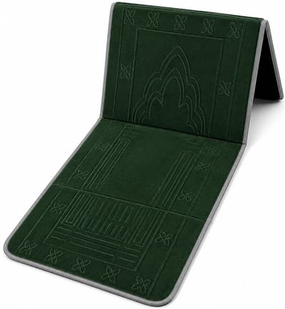 Baraka Treasures Gebedskleed met Rugleuning - Opklapbare Gebedskleed - Gebedskleed met Rugsteun - Opvouwbare Gebedsmat - Inclusief Tas - Sajada - Seccade - Eid Cadeau - 110cm x 55cm - Groen