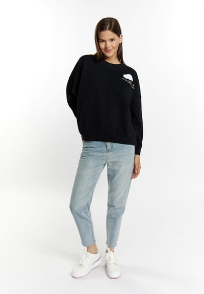 Mymo Sweatshirt met applicatie Dames zwart