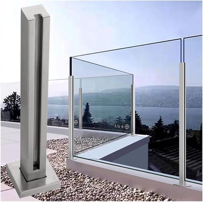 Glazen Balustrade Systeem - Glazenhek Baluster - Terras Afzetten - Verstelbare Spigot - 150 cm - Grijs