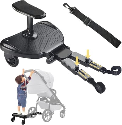 Universele Staplank voor Kinderwagens met Zitting - Buggy Board en Kiddy Board voor Kinderen van 2 tot 6 Jaar