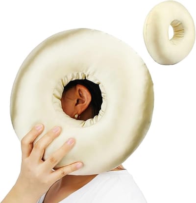 OIMG Geperforeerd kussen - Oorkussen voor zijslapers met gat - Donutkussen met gat - Orthopedisch geperforeerd kussen - Oorkussen voor zijslapers - Verstelbare vulling - 28x28 cm - Ideaal voor slaapkamers en lange reizen