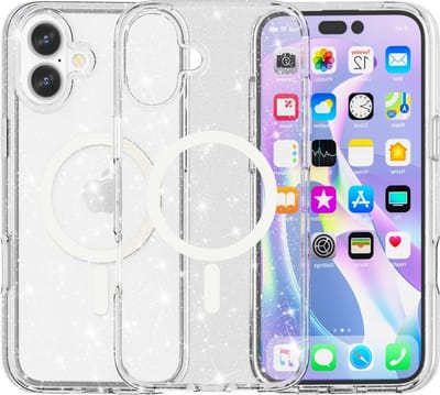 Coverup Hoesje - Geschikt voor iPhone 16 Hoesje - Coverup Glitter TPU Back Cover - MagSafe Compatible - Transparant