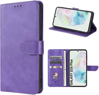 Solidenz hoesje - Geschikt voor Samsung Galaxy S26 Plus - Bookcase - Paars