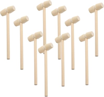 10 Mini Houten Hamer voor Kreeft en Zeevruchten - Set van 10