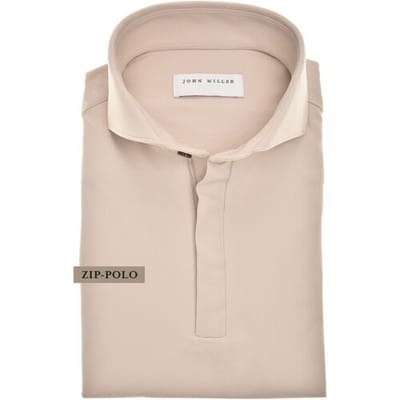 John Miller Polo Slim Hyperstretch Long Sleeve Zip Collar Licht Bruin / male