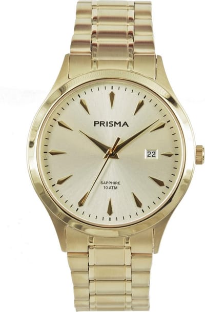 Prisma Herenhorloge P.1652 Goudkleurig en Saffierglas
