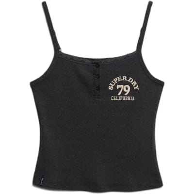 Superdry Athletic Essentials Hemdje met Knopen en Borduursel Grey Grootte: 38