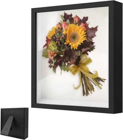 Vierkante Diepe Fotolijst om te Vullen 20x25 cm Zwarte Houten Schaduwbox met Acrylplaat