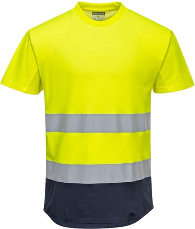 Portwest Tweekleurig Mesh T-shirt C395 - Geel/Marine - L