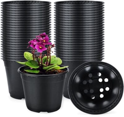 Kunststof bloempotten zwart 15 cm binnen/buiten