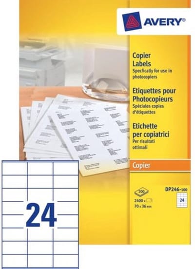 Etiket avery dp246-100 70x36mm wit 2400st | 5 stuks