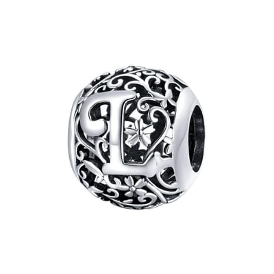 Letter L romantisch bedel | bedels voor armband | alfabet bead | Zilverana | geschikt voor alle bekende merken | 925 zilver | moederdag