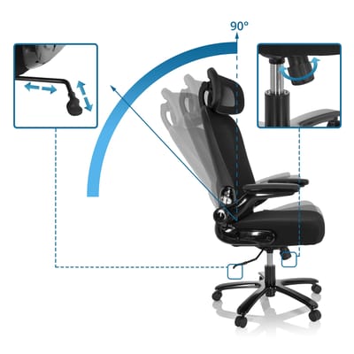 Zware stoelen / Bureaustoel INSTRUCTOR SW I PRO - XXL Netstof / Stof zwart hjh OFFICE