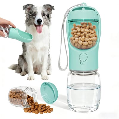 waterfles voor honden, draagbare waterdrinkmachine voor honden, voor reizen, wandelingen en buitenactiviteiten (Groen, 350ml)