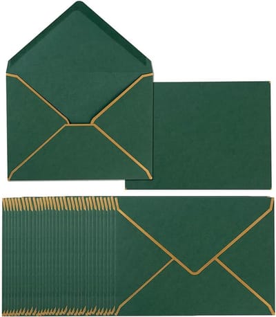 Enveloppen Set - Kaarten Verpakkingen - Cadeaubonnen Versturen - Gouden Randen Decoratie - 136 x 195 mm - Donkergroen
