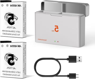 2 x Osmo Action batterijen met snellader 2200 mAh voor DJI Osmo Action 5Pro/4/3/360 camera's - Hoge capaciteit, snelle oplading en temperatuurbestendig van -20°C tot +45°C