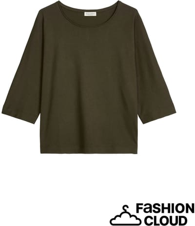 marc o'polo - Dames t-shirt lange mouw - Maat XS - Vrouwen - Khaki - katoen