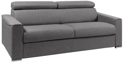 Vente-unique Vierzitsslaapbank express VIZIR van stof - Grijs - Bed 160 cm - Matras 18 cm