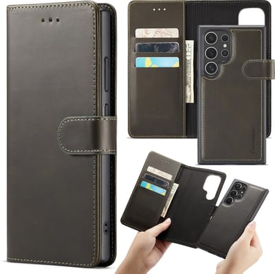 Casemania Hoesje Geschikt voor Samsung Galaxy S24 Ultra - Emerald Green - 2 in 1 Magnetische Leren Book Case - Uitneembare Portemonnee Hoes met Kaartvakken voor Telefoon - Uitneembaar Leren Portemonnee Hoes met Kaartvakken voor Telefoon