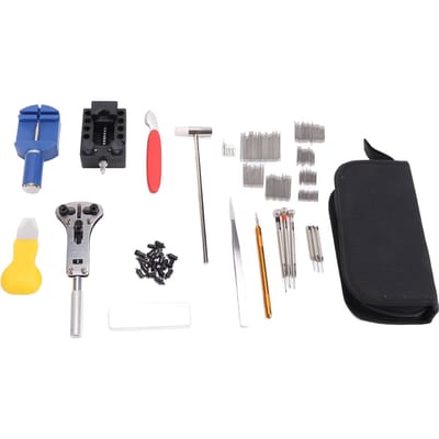 Kit de réparation de montres Outil professionnel de remplacement de batterie de montre Ensemble d'outils de réparation de montres pour montre black