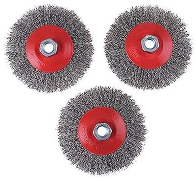 Draadborstel Set 3 Stuks - Gegolfde Draad 115 mm, M14, Roestvrij - Kegelborstel voor Haakse Slijpers