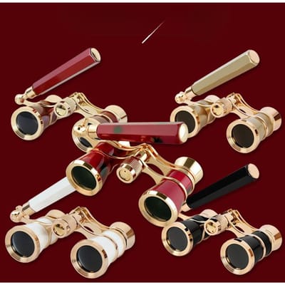 Nouveaux Jumelles Métalliques 3x25 avec Miroir de Visée à Chaîne Télescope Cadeau de Concert Design Compact Durable noir