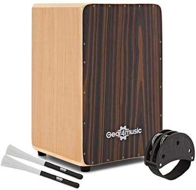 Cajon met Draagtas en Accessoires van Gear4music, Ebbenhout
