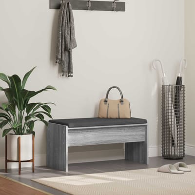 vidaXL - Hallenbank - met - kussen - Grijs - Sonoma - 83 - x - 38 - x - 40 - cm