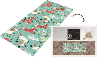 Keukenloper - Loper keuken - Lama - Patronen - Cactus - 120x50 cm - Keukenloper vinyl