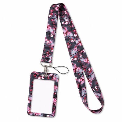 Travel Cords - Keycord met Badgehouder & Telefoonkoord – 3-in-1 Lanyard – Cherry Blossom Grey – Afneembare Pashouder – ID Kaarthouder – Telefoonkoord