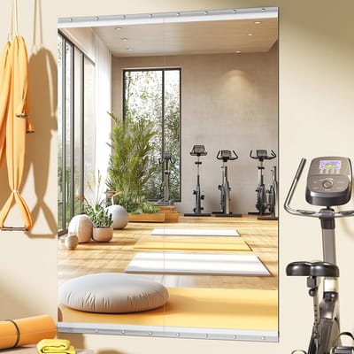 Groot Lichaamsbeeld voor Thuisgym, 55" x 17" - Frameloos Tempered Glas Wandspiegel voor Yoga, Garage, Slaapkamer en Badkamer