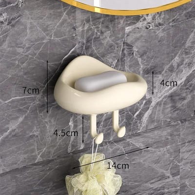 Porte-savon autocollant en forme de nuage avec crochets, porte-savon décoratif pour salle de bain crème