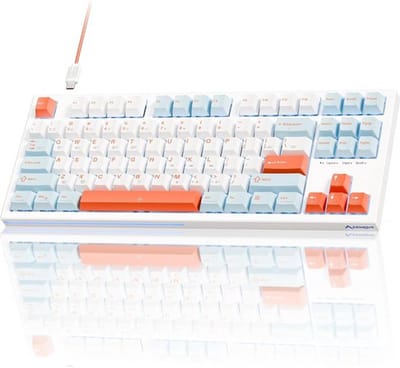 StayPowered Gaming-toetsenbord - Ultieme Gaming-ervaring en Comfort - Rode Mechanische Schakelaars - IJsblauwe LED Achtergrondverlichting - Compact en Ruimtebesparend - Ergonomisch Ontwerp - Zwart - Levering Sneller dan Aangegeven!
