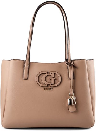 GUESS schoudertas laptoptas met laptopvak Isola Multi Compartment Tote Beige Taupe