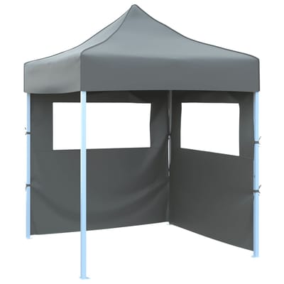 vidaXL - Partytent - met - 2 - zijwanden - inklapbaar - 2x2 - m - staal - antraciet
