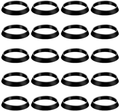 20 Pieces Conical Sealing Rings, Rubber Sealing Ring Drain Tube Conical Gasket for Sink Drain for 1 1/2 Inch Drain Pipe Sink Siphon (Black)