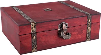 Dailygoods- Sieradenbox met slot - Houten opbergdoos - Decoratieve box - Retro stijl - Lichtgewicht - 23 x 16 x 7.7 cm