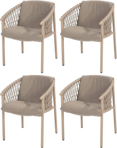 Allora dining tuinstoel latte 4 Seasons Outdoor set van 4