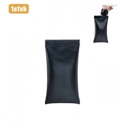 1 stuk - Brillenhoesje - Brillenkokers - Automatische sluiting - Veermechanisme - Leren brillenzakje - Opberghoesje voor zonnebrillen - Antislipontwerp - Unisex beschermhoesje - Zwart